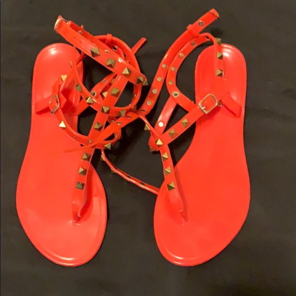 Red Flat Strappy Sandal